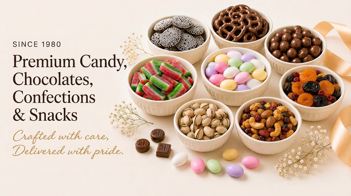 21st Century Snack Foods hero: assorted premium candies, chocolates, and confections